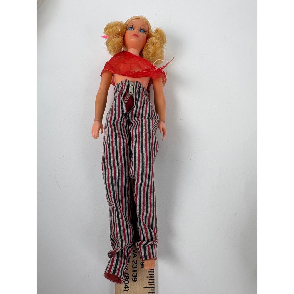 Vintage 1969 Mattel Skipper Doll Taiwan Bendy Legs Eyelashes Pigtails 9" - Picture 5 of 6
